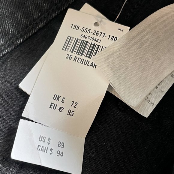 Abercrombie Skinny High Rise Jeans Split Hem Washed Black Size 36 Size 22 NEW - Picture 9 of 14